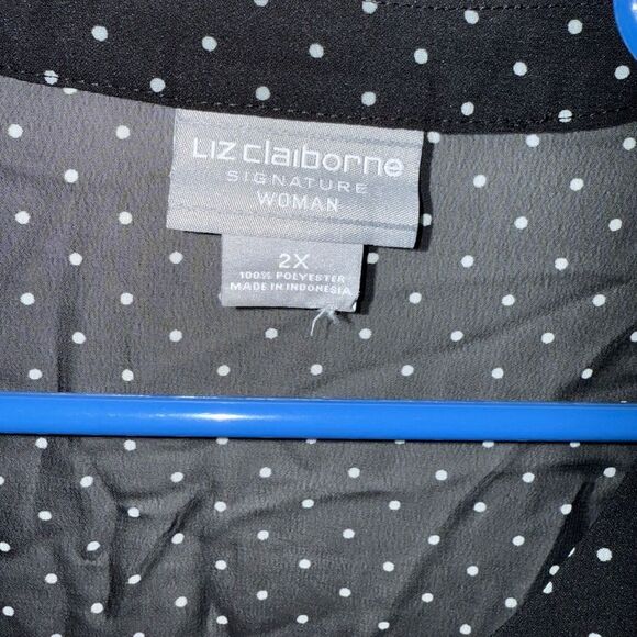 Liz Claiborne Black and White Ruffled Blouse - Picture 3 of 7
